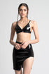 MARLBORO Mini PVC Skirt with Curved Split